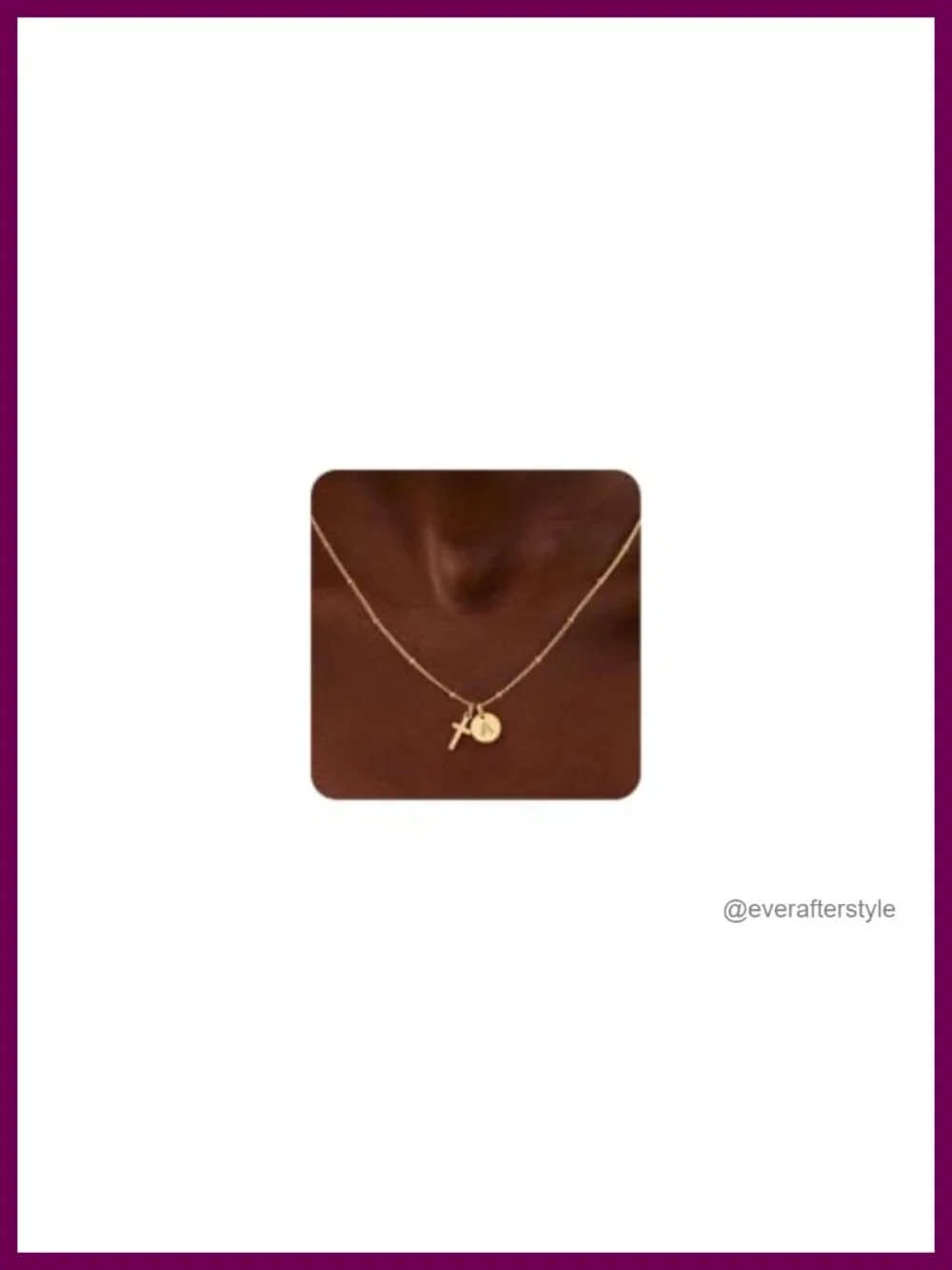 14K Gold Plated Cross Initial Pendant Necklace with Adjustable Chain